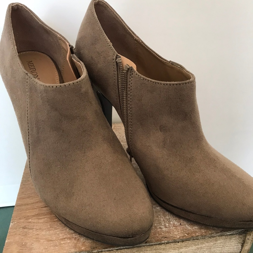 Merona Taupe Suede Stiletto Heel Booties